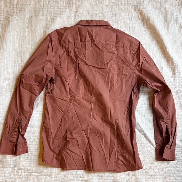 ASOS blush pink long-sleeve stretch button-up - Picture 3 of 5